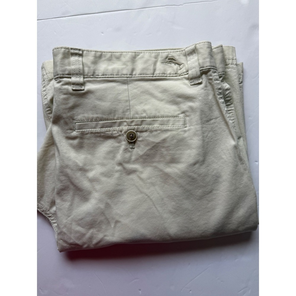 Tommy Bahama Boracay Khaki Beige Chino Shorts Mens 34 Stretch Cotton Tencel 9in